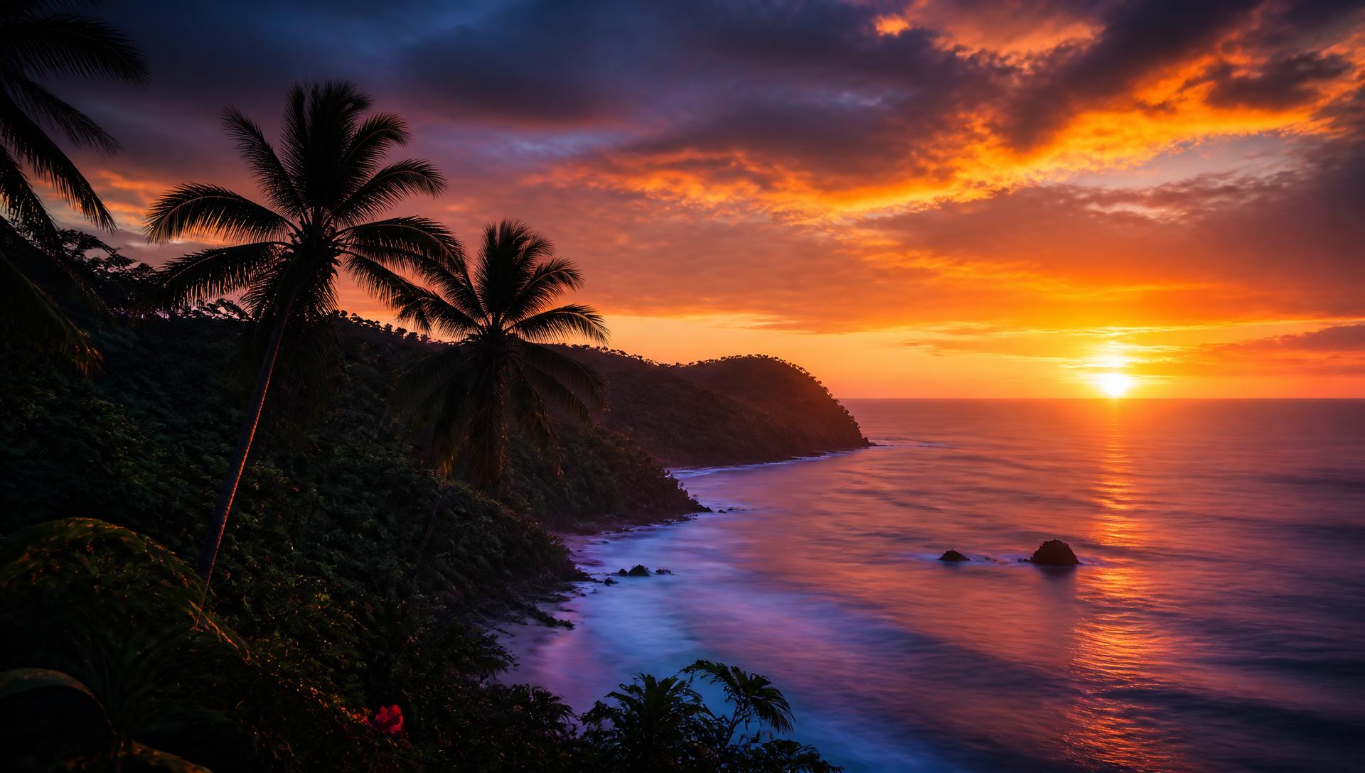 Atardecer sobre el Pacífico visto desde Uvita, Costa Rica